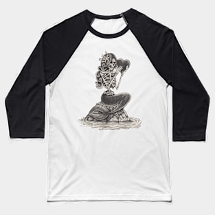 Mermaid skull in love. Baseball T-Shirt